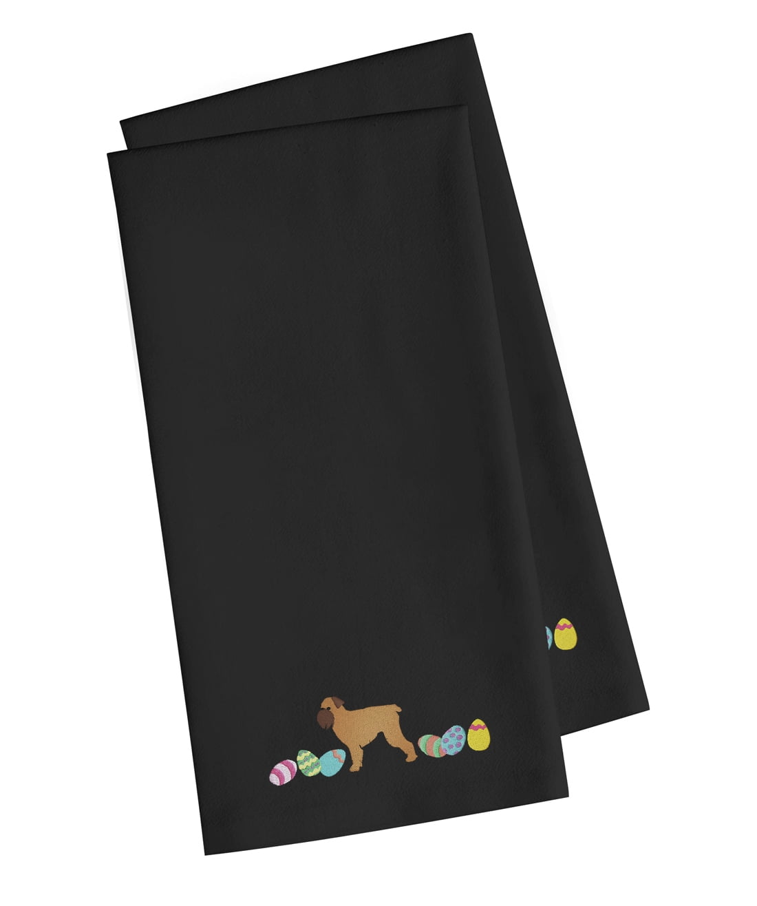 Picture of Carolines Treasures CK1617BKTWE Brussels Griffon Easter Black Embroidered Kitchen Towel - Set of 2