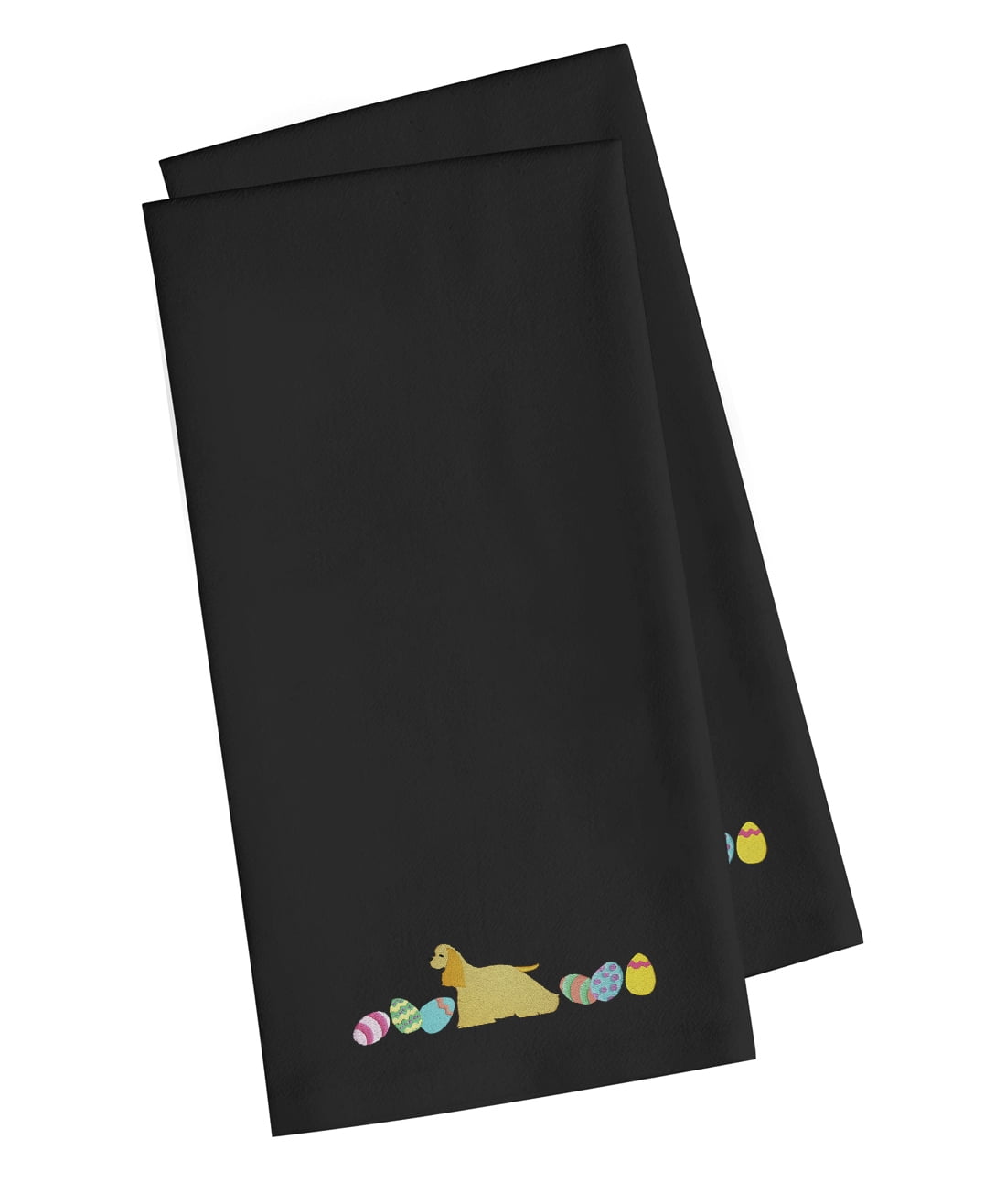 Picture of Carolines Treasures CK1627BKTWE Cocker Spaniel Easter Black Embroidered Kitchen Towel - Set of 2