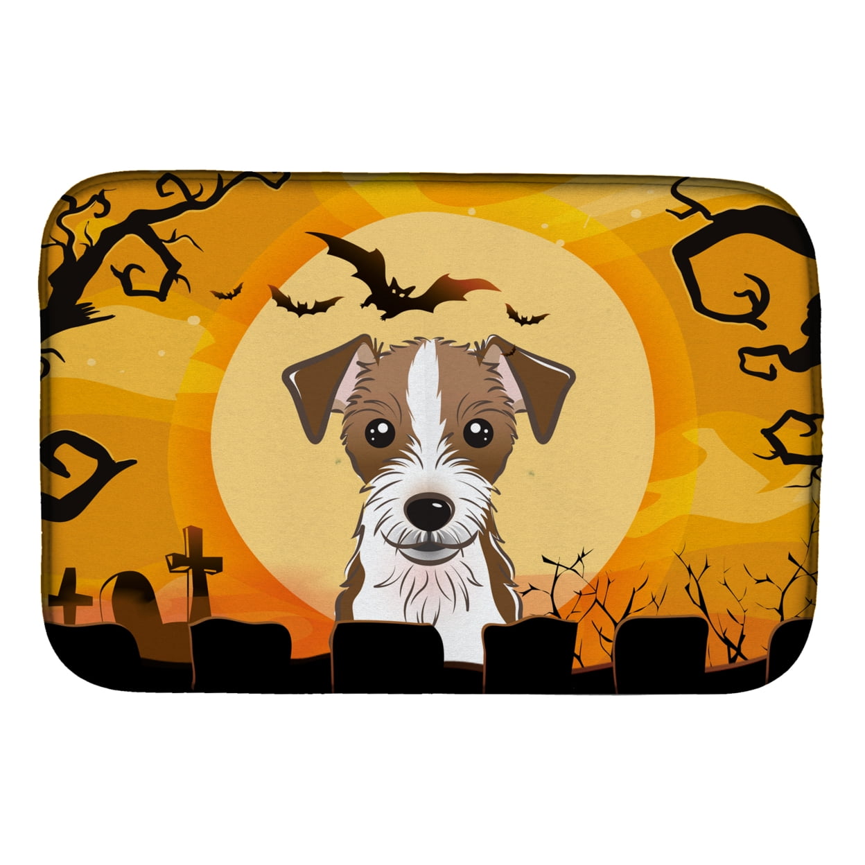 Halloween Jack Russell Terrier Dish Drying Mat