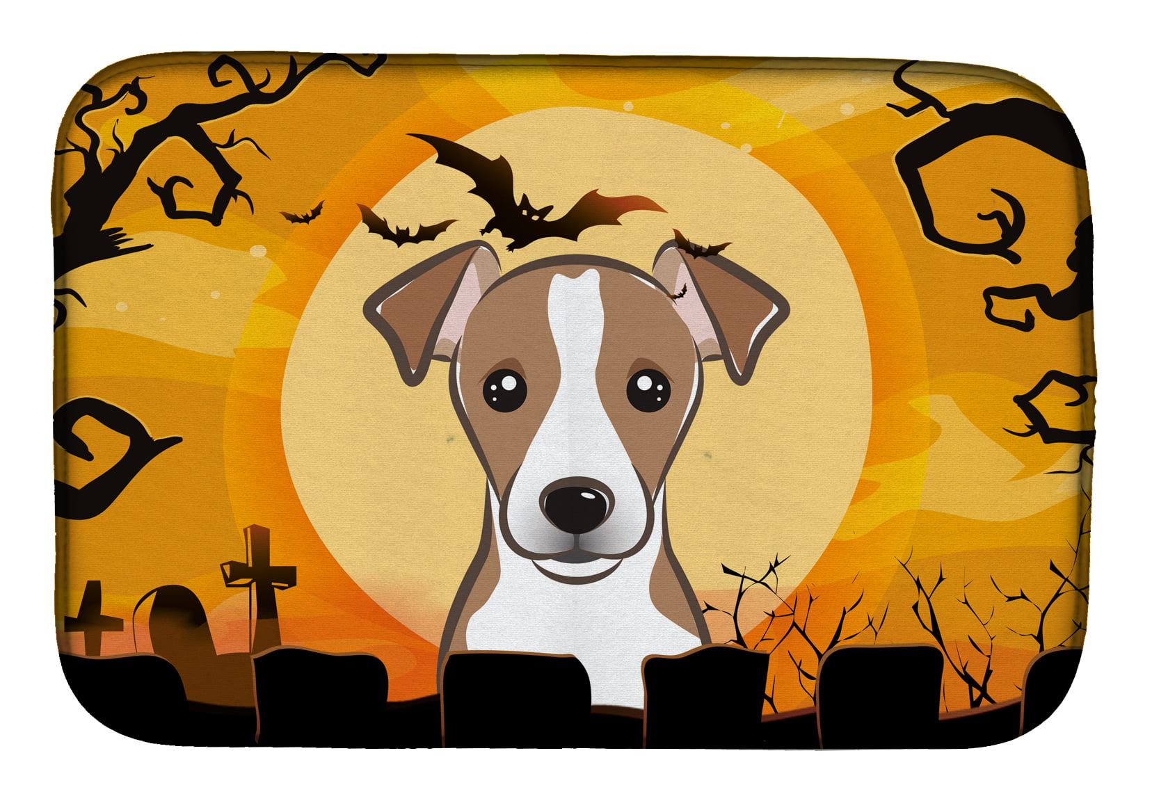 Halloween Jack Russell Terrier Dish Drying Mat