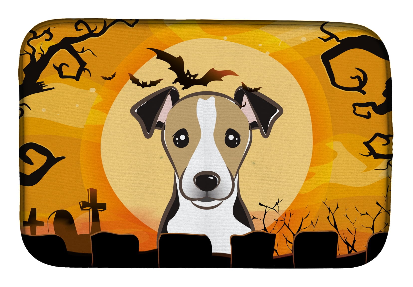 Halloween Jack Russell Terrier Dish Drying Mat