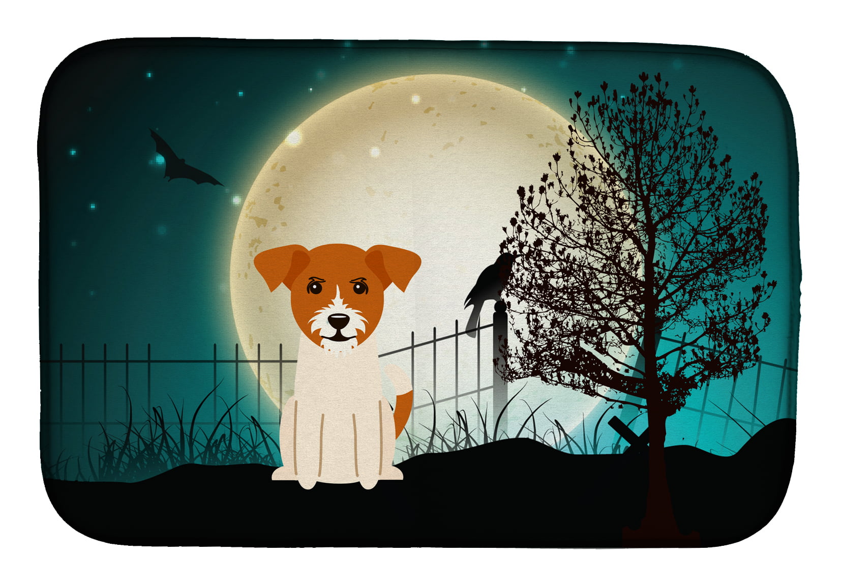 Halloween Scary Jack Russell Terrier Dish Drying Mat