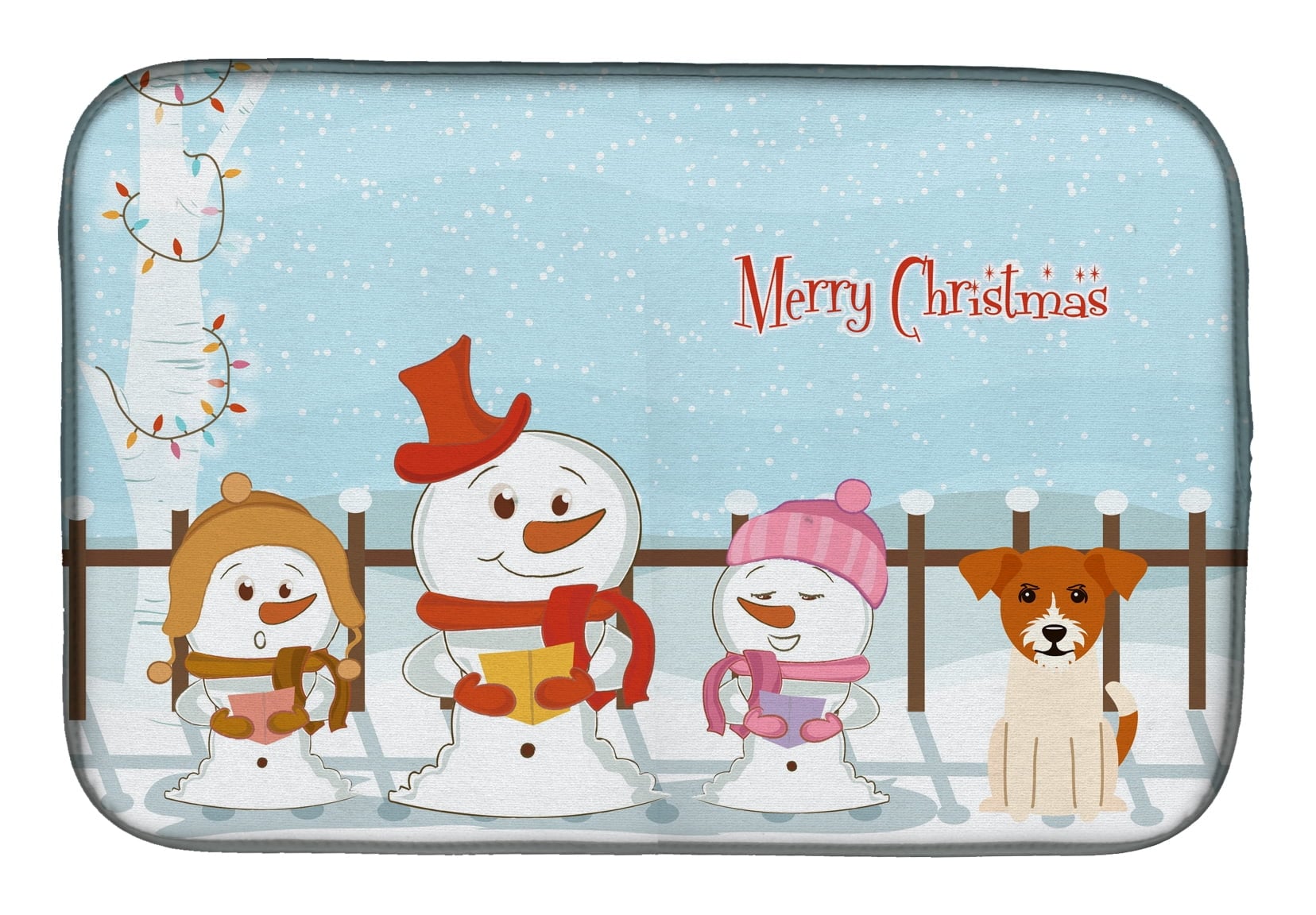 Merry Christmas Carolers Jack Russell Terrier Dish Drying Mat