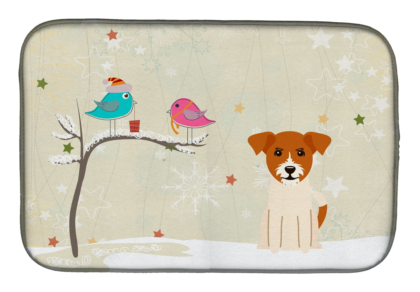 Christmas Presents Between Friends Jack Russell Terrier Dish Drying Mat