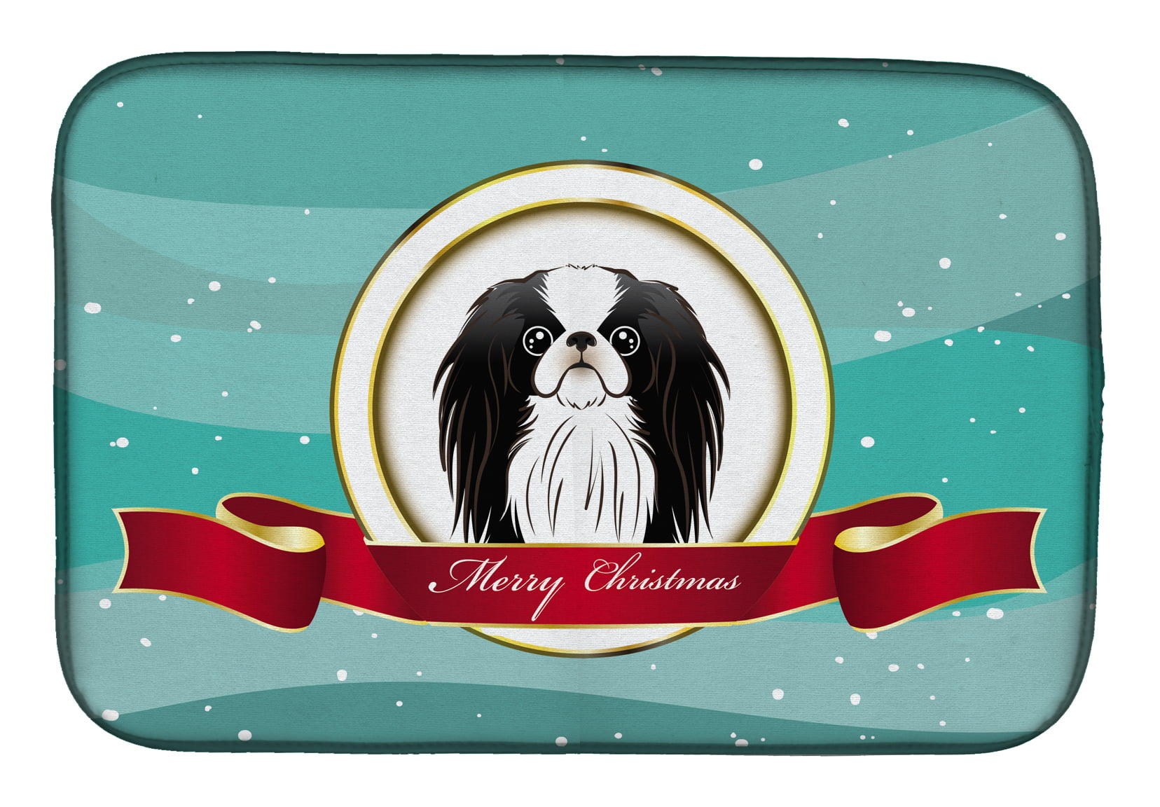 Japanese Chin Merry Christmas Dish Drying Mat