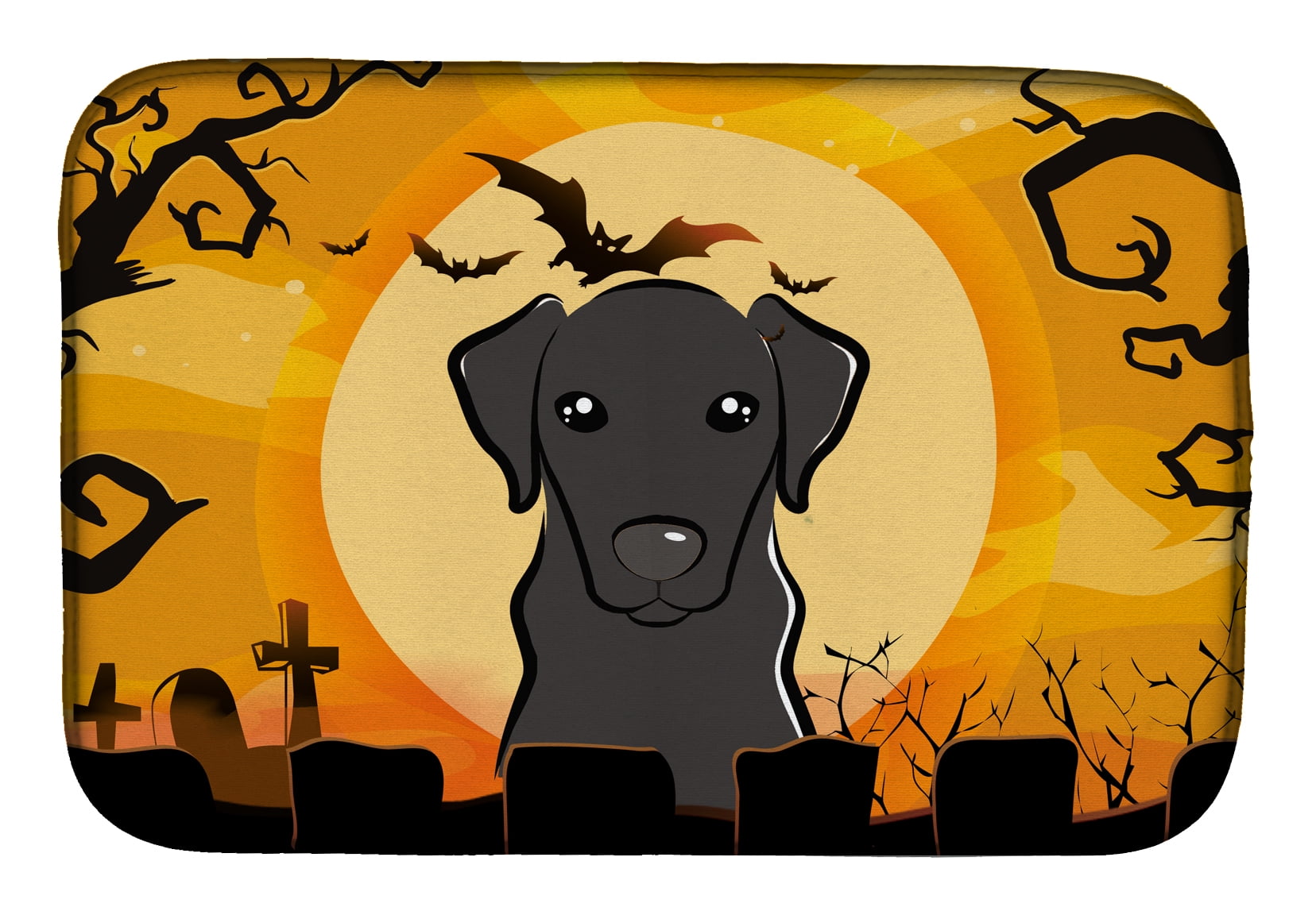 BB1793DDM Halloween Black Labrador Dish Drying Mat