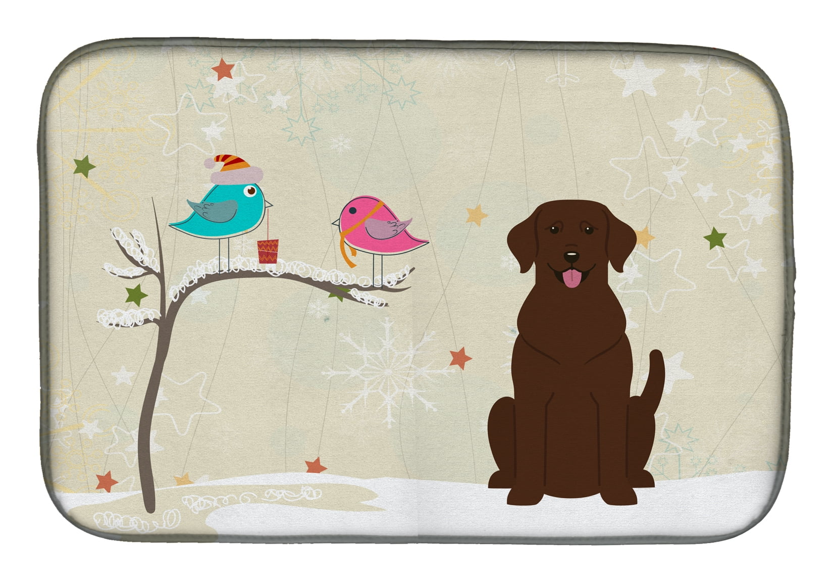 Christmas Presents Between Friends Chocolate Labrador Dish Drying Mat