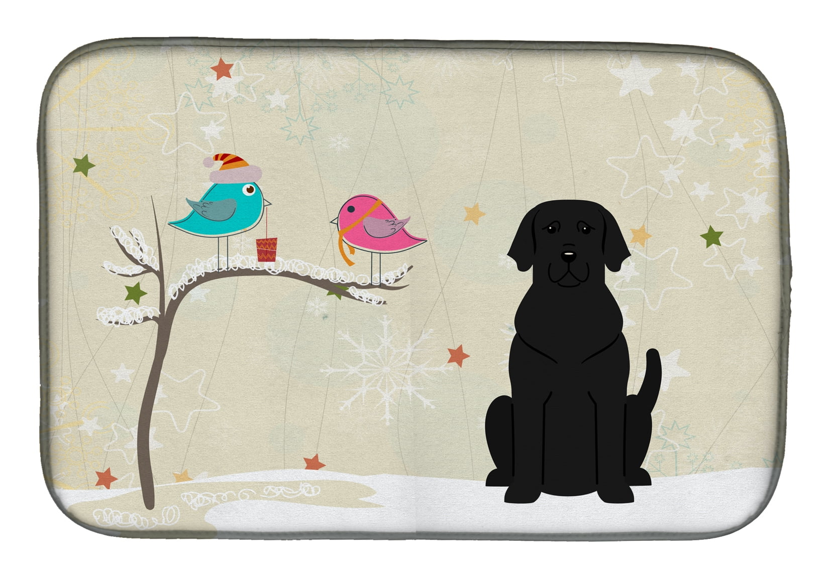 Christmas Presents Between Friends Black Labrador Dish Drying Mat