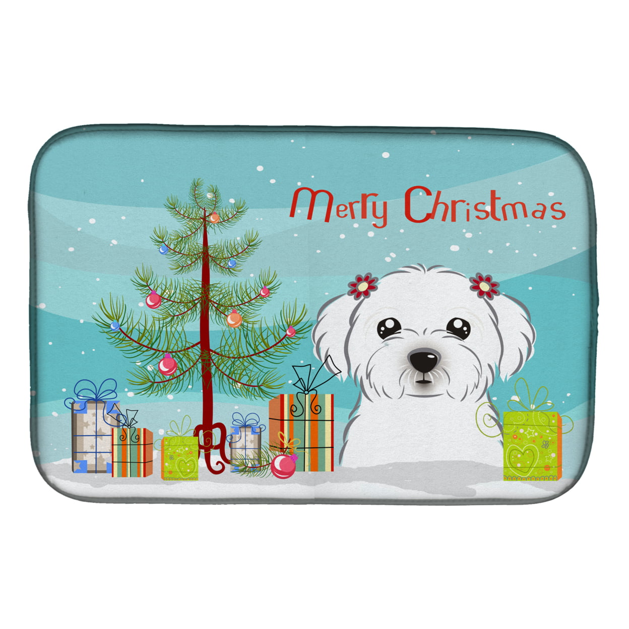 BB1580DDM Christmas Tree & Maltese Dish Drying Mat