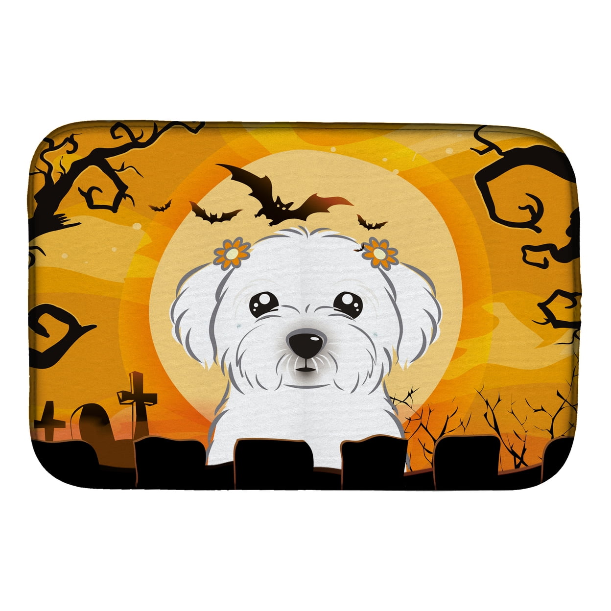 BB1766DDM Halloween Maltese Dish Drying Mat