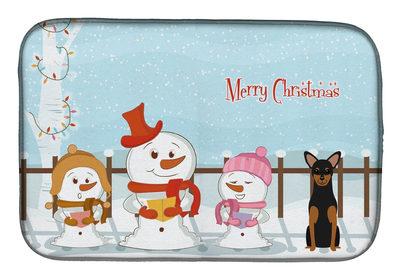 Merry Christmas Carolers Manchester Terrier Dish Drying Mat