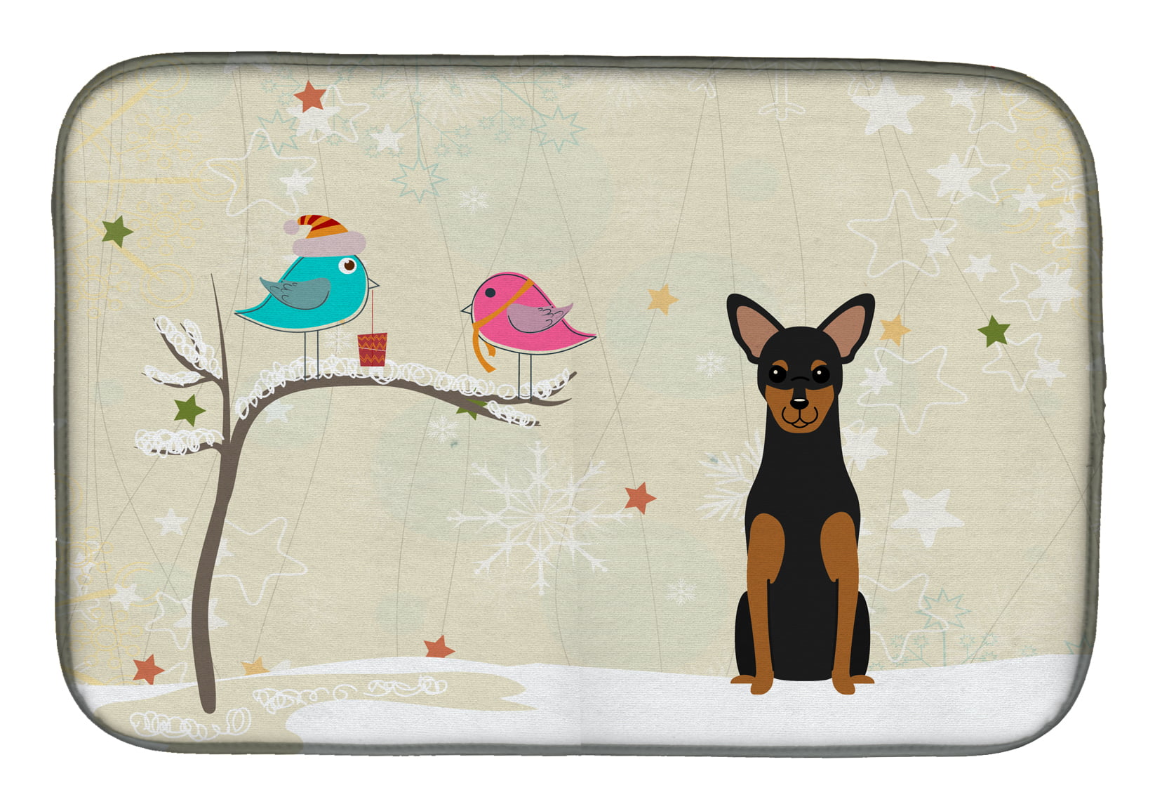 Christmas Presents Between Friends Manchester Terrier Dish Drying Mat