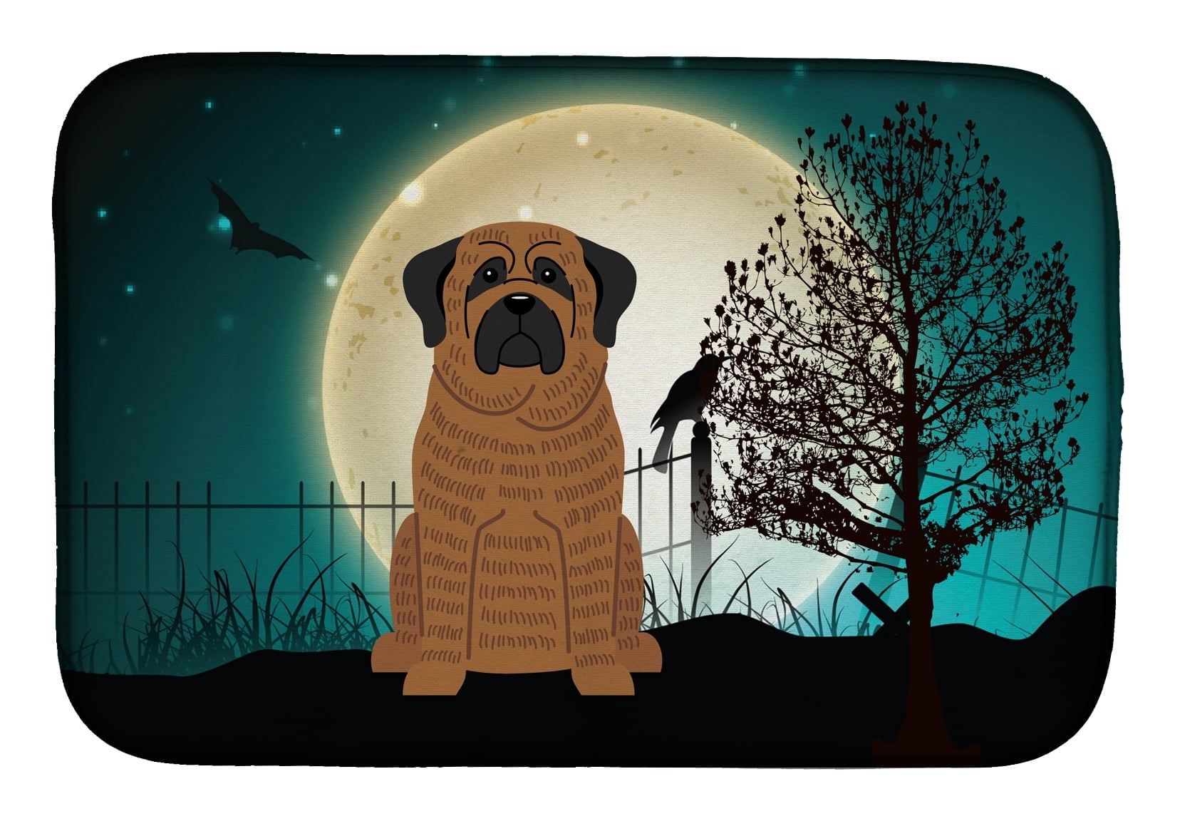 Halloween Scary Mastiff Brindle Dish Drying Mat