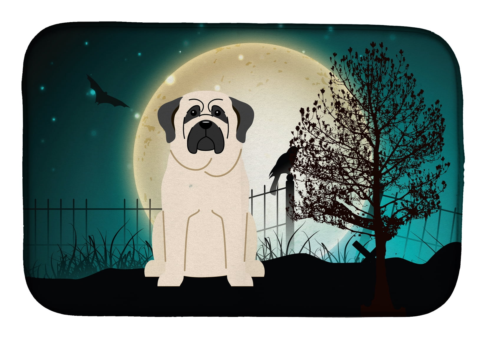 BB2207DDM Halloween Scary Mastiff White Dish Drying Mat
