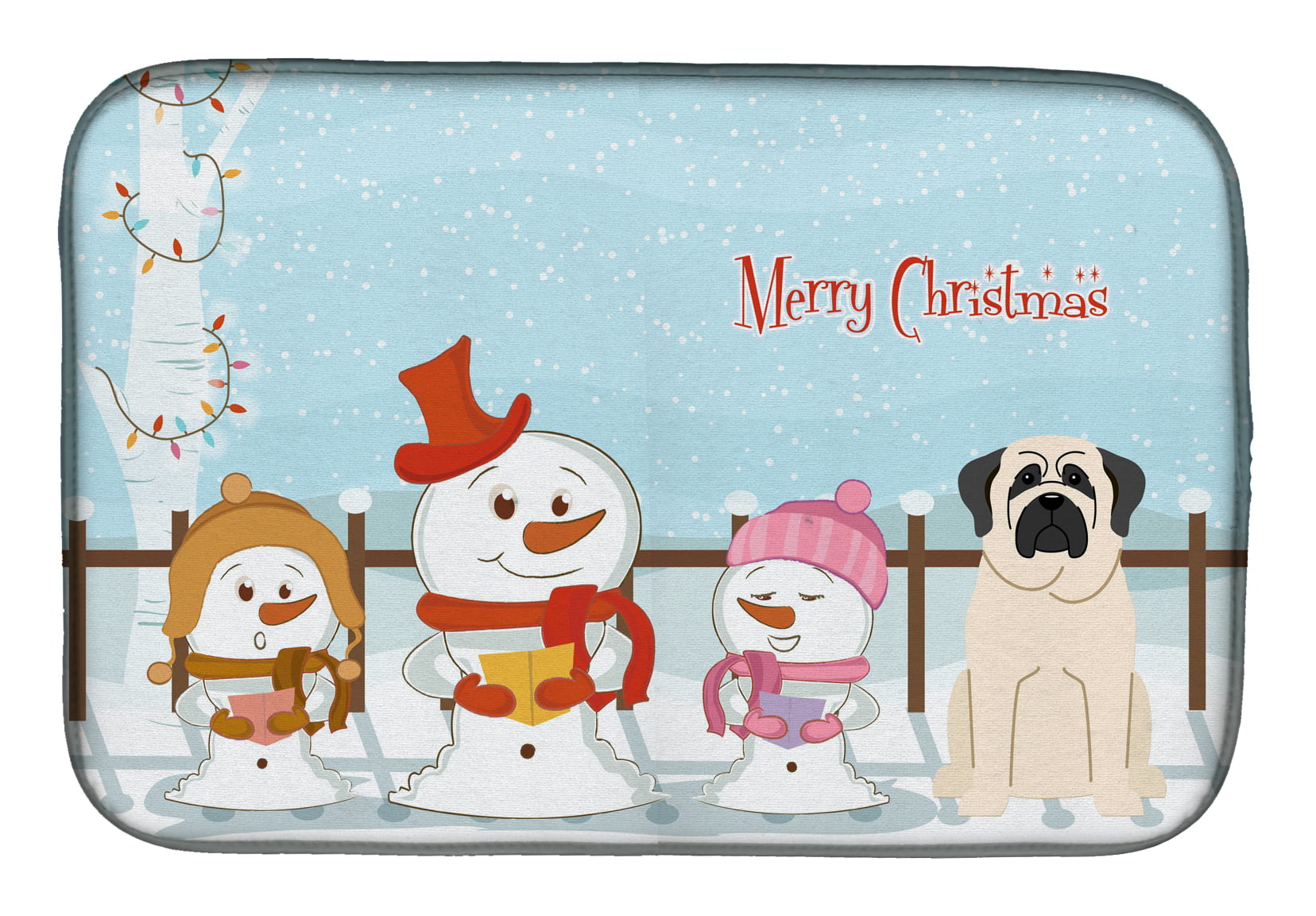 BB2348DDM Merry Christmas Carolers Mastiff White Dish Drying Mat