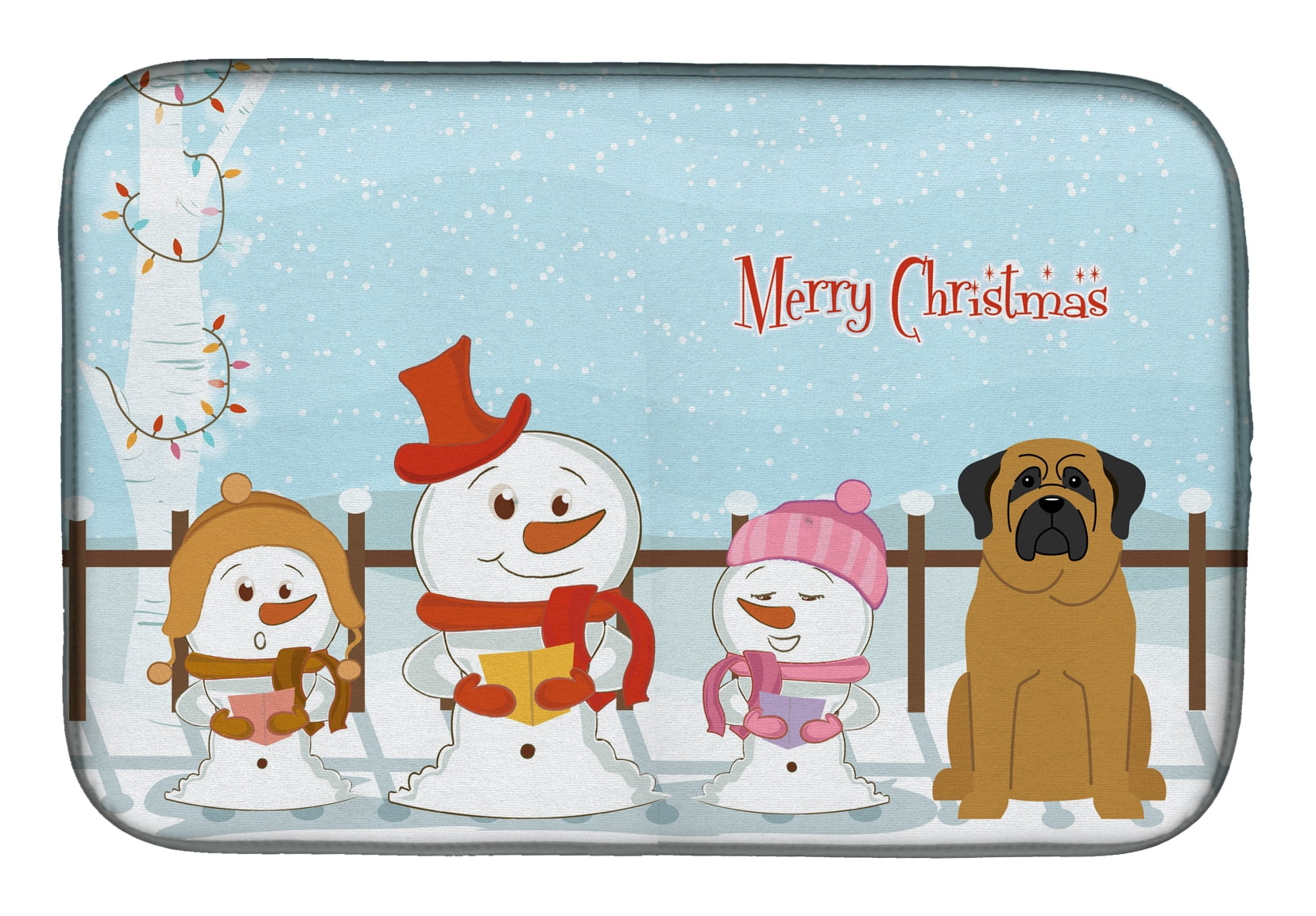 Merry Christmas Carolers Mastiff Dish Drying Mat