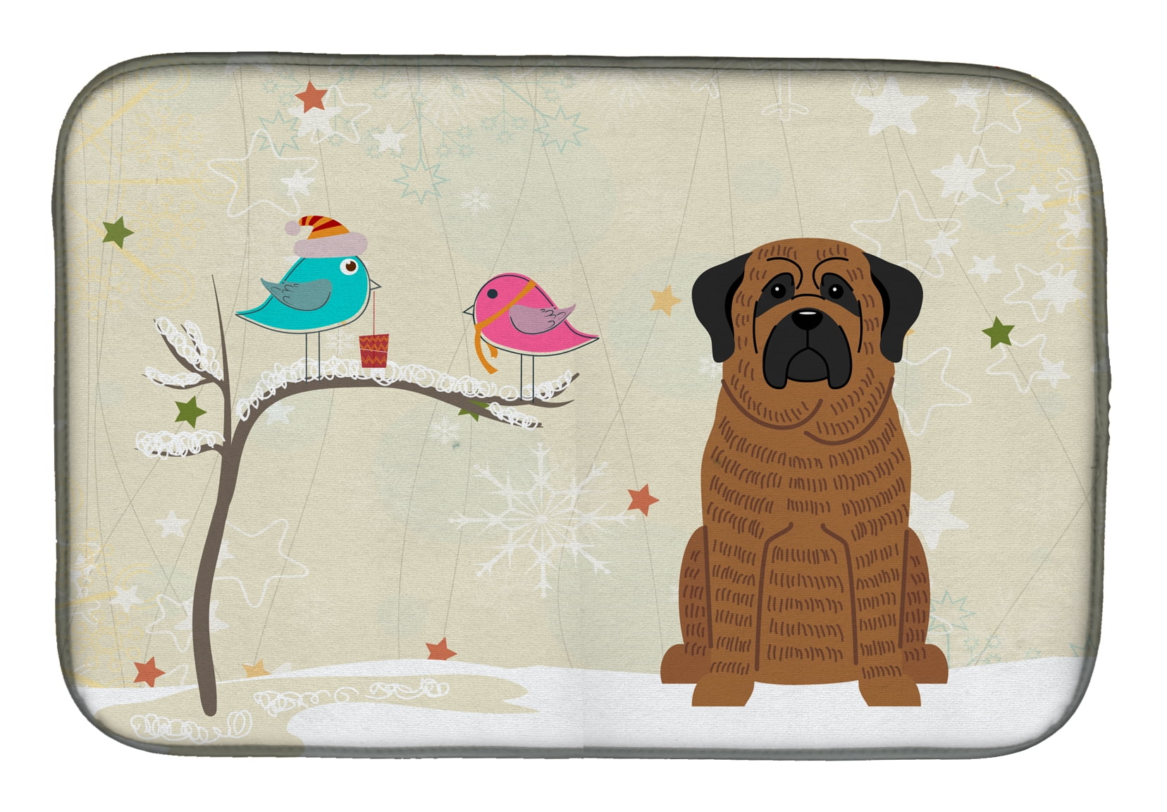 Christmas Presents Between Friends Mastiff Brindle Dish Drying Mat