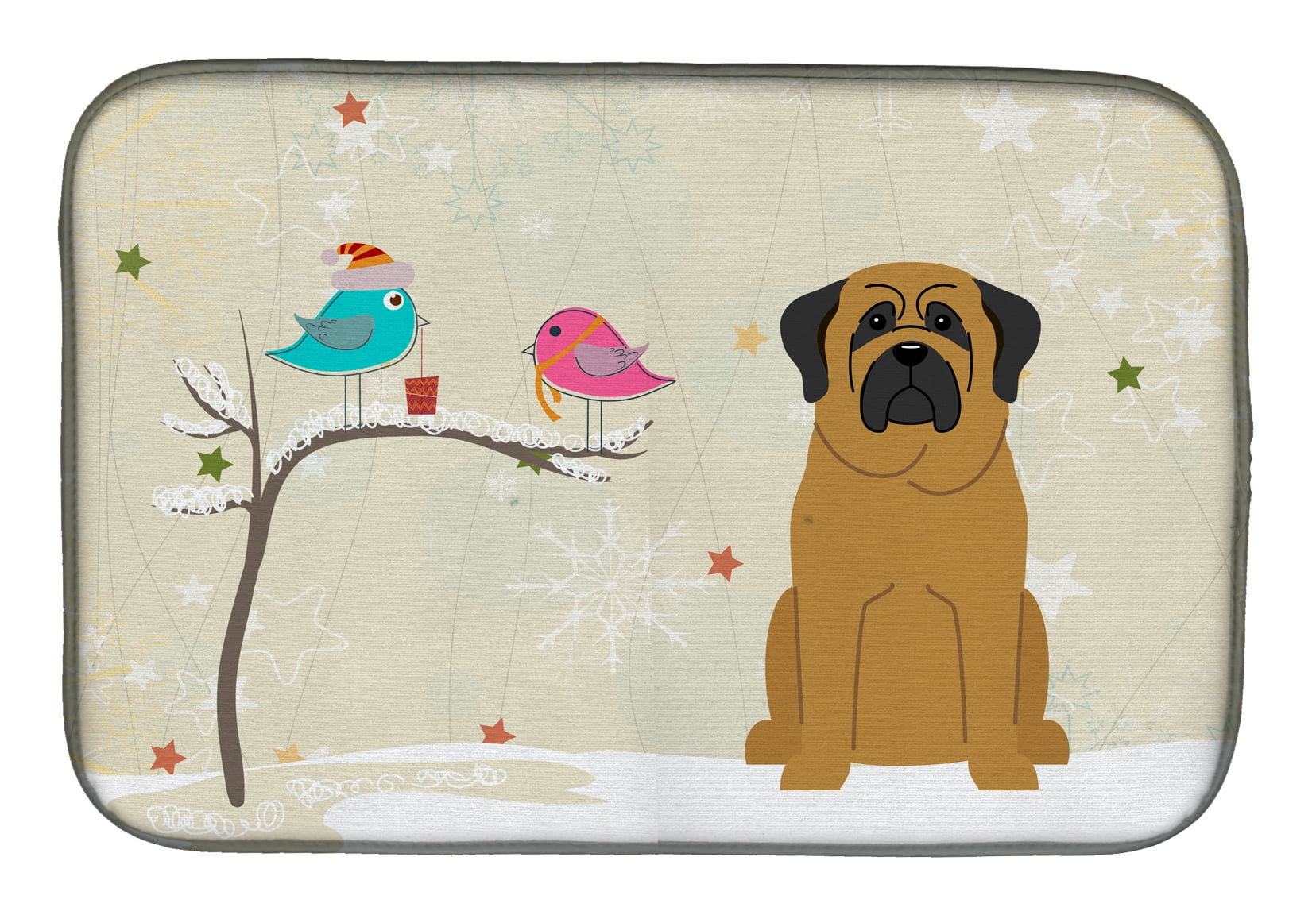 Christmas Presents Between Friends Mastiff Dish Drying Mat