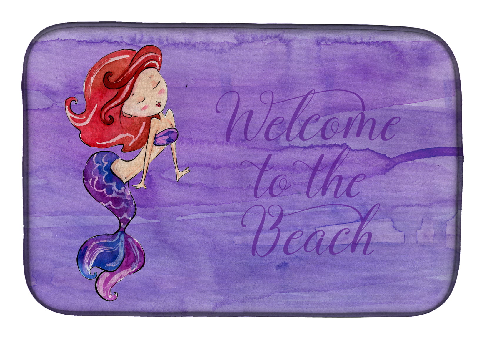 Mermaid Welcome Purple Dish Drying Mat