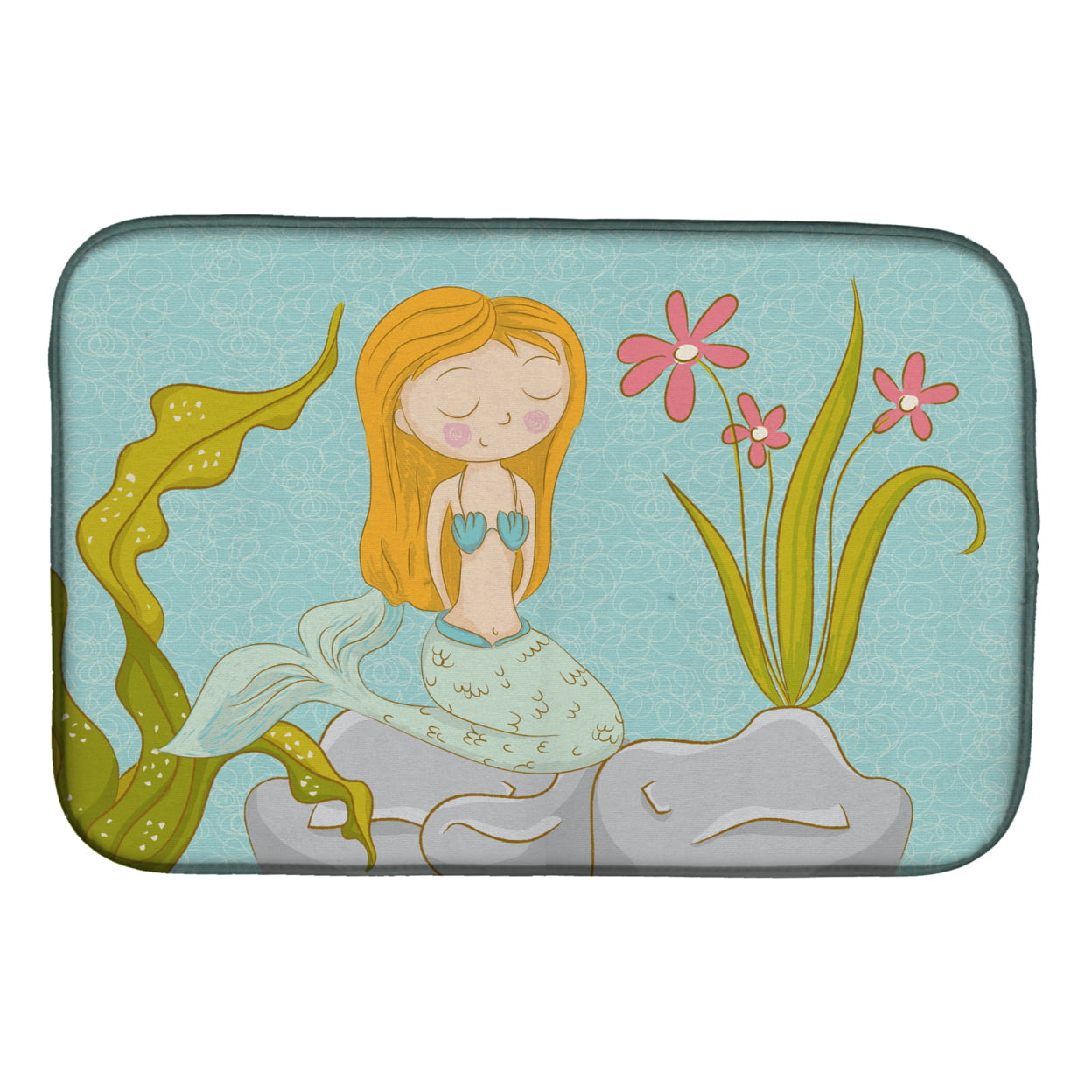 Mermaid Underwater Scene Dish Drying Mat