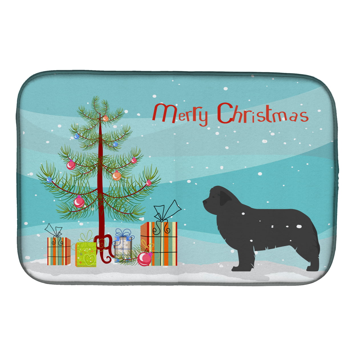 Newfoundland Merry Christmas Tree Dish Drying Mat