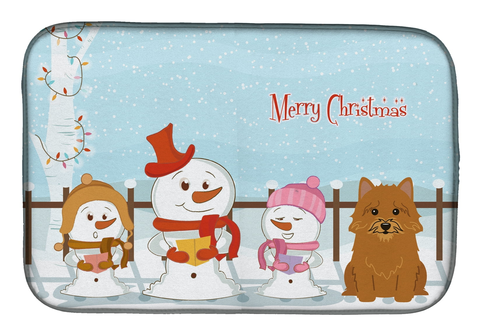Merry Christmas Carolers Norwich Terrier Dish Drying Mat