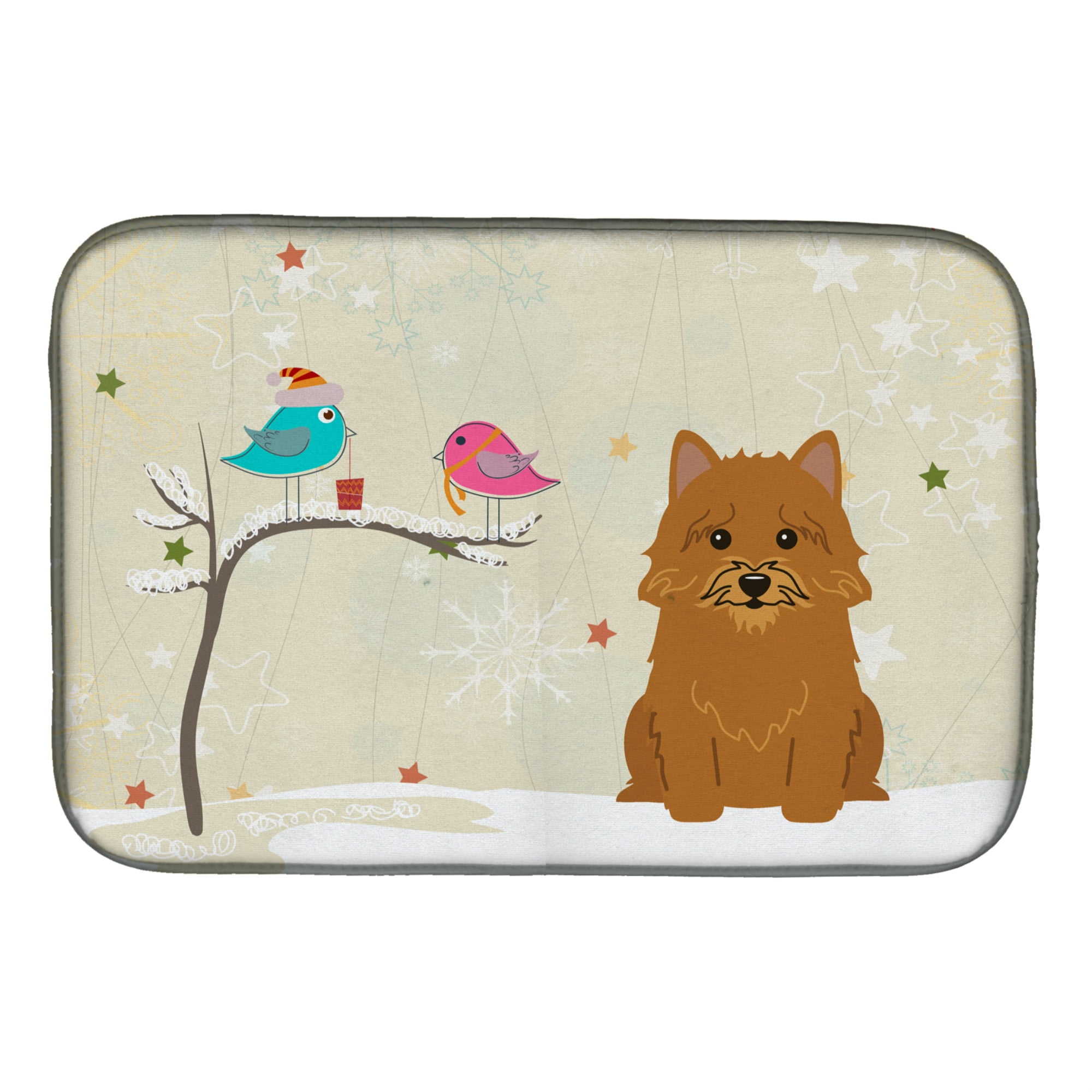 Christmas Presents Between Friends Norwich Terrier Dish Drying Mat