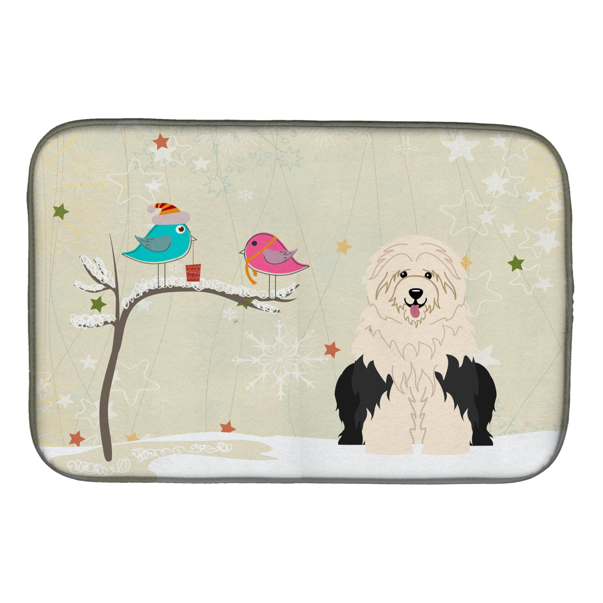 BB2568DDM Christmas Presents Between Friends Old English Sheepdog Dish Drying Mat