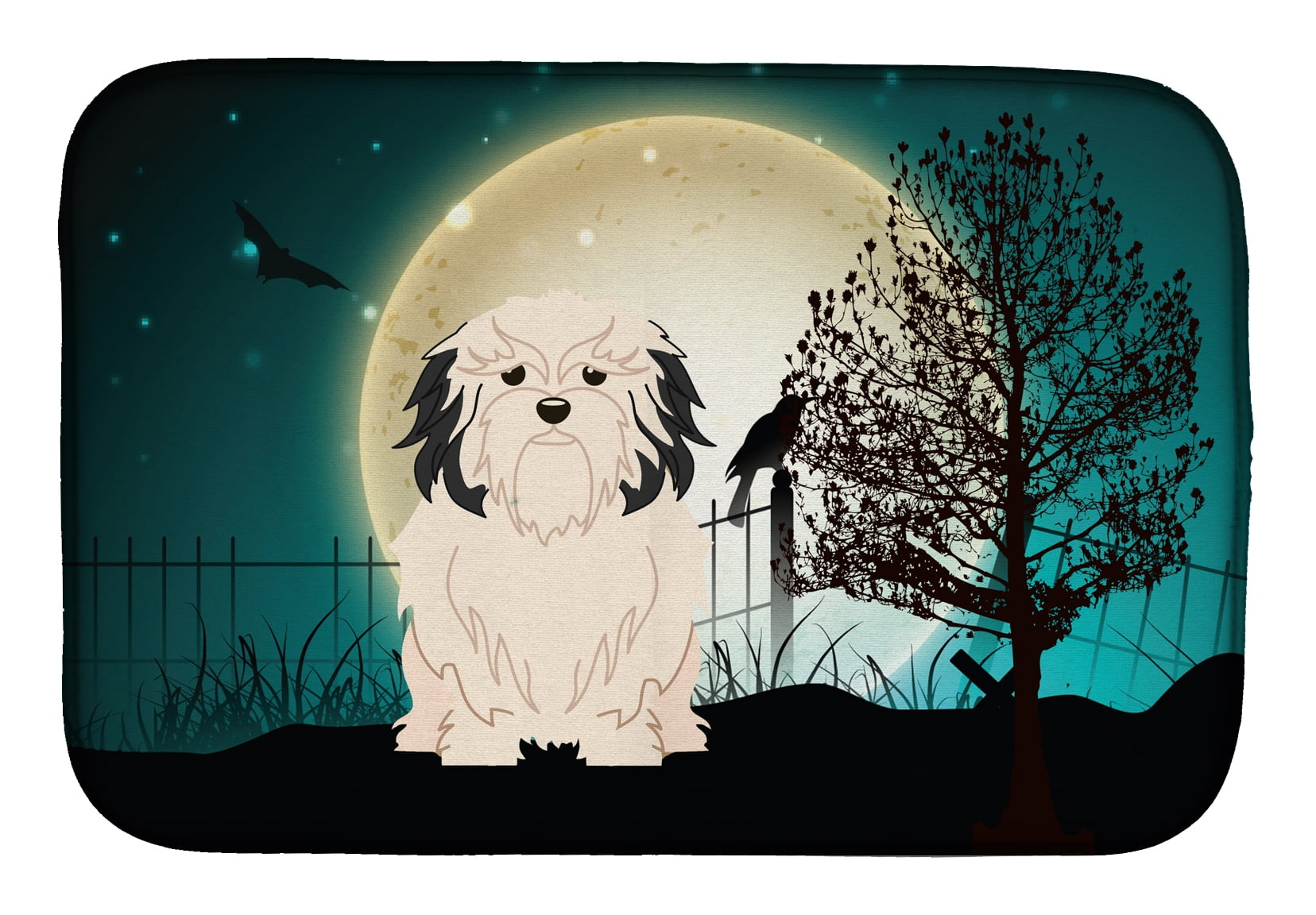 BB2209DDM Halloween Scary Lowchen Dish Drying Mat
