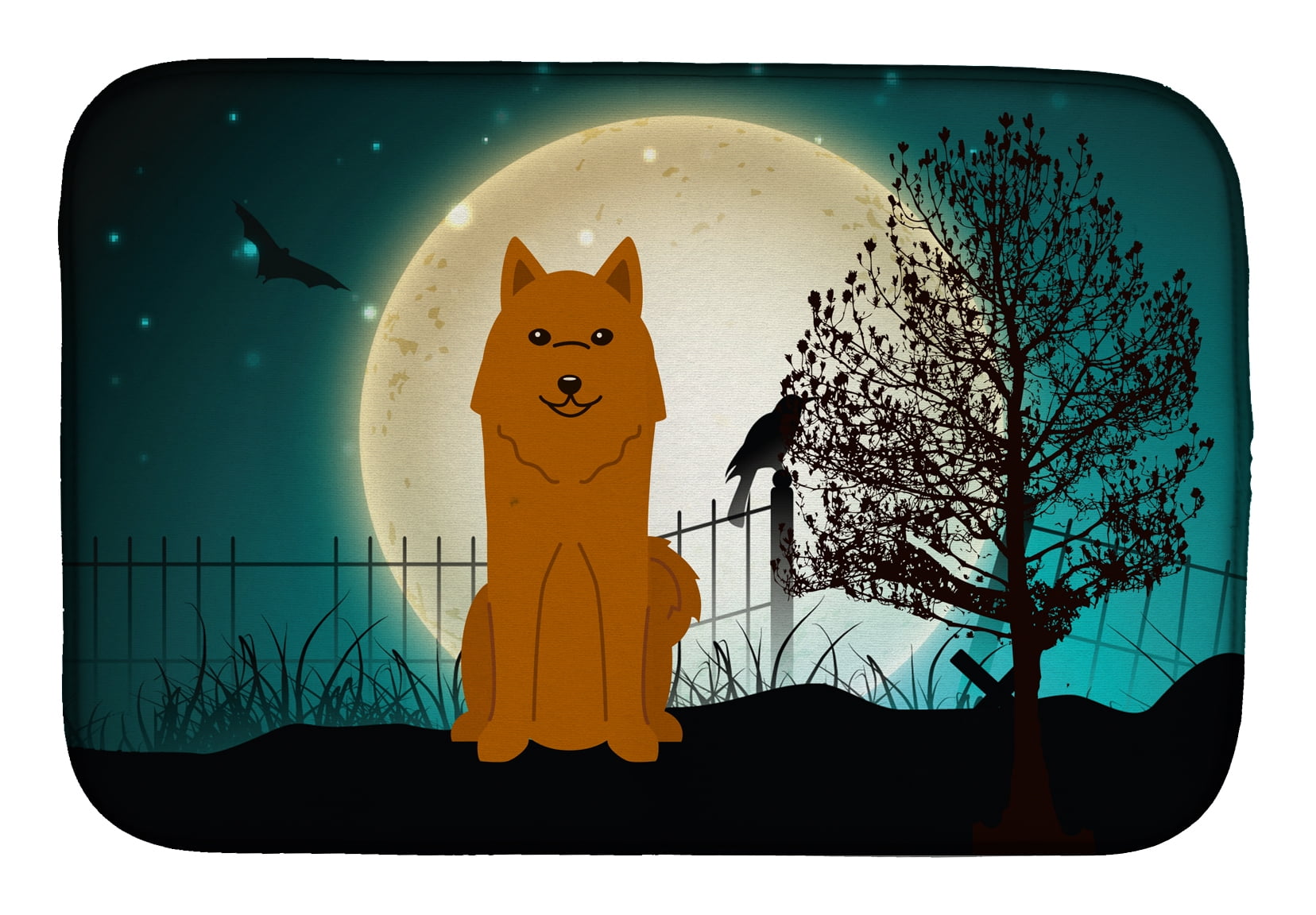 Halloween Scary Karelian Bear Dog Dish Drying Mat