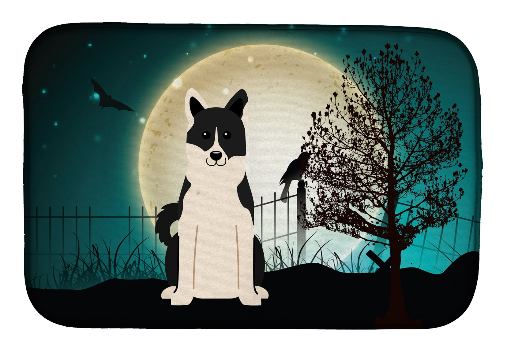 Halloween Scary Russo-European Laika Spitz Dish Drying Mat