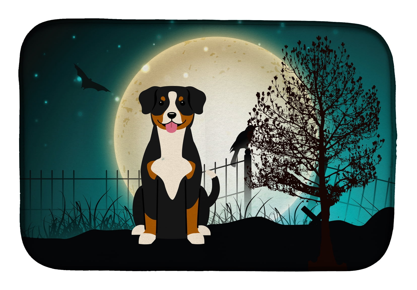 Halloween Scary Entlebucher Dish Drying Mat
