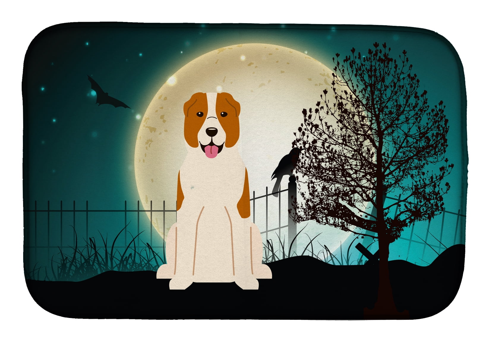 Halloween Scary Central Asian Shepherd Dog Dish Drying Mat