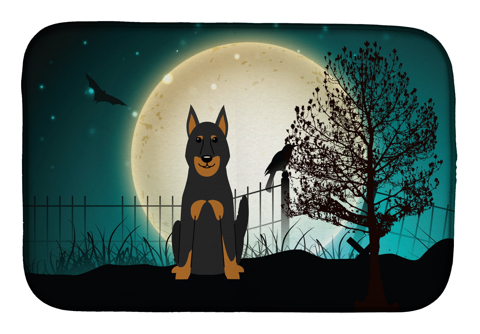Halloween Scary Beauce Shepherd Dog Dish Drying Mat
