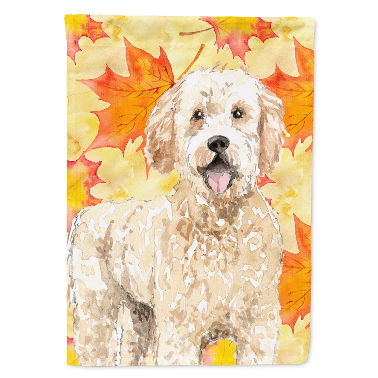 Fall Leaves Goldendoodle Garden Size Flag