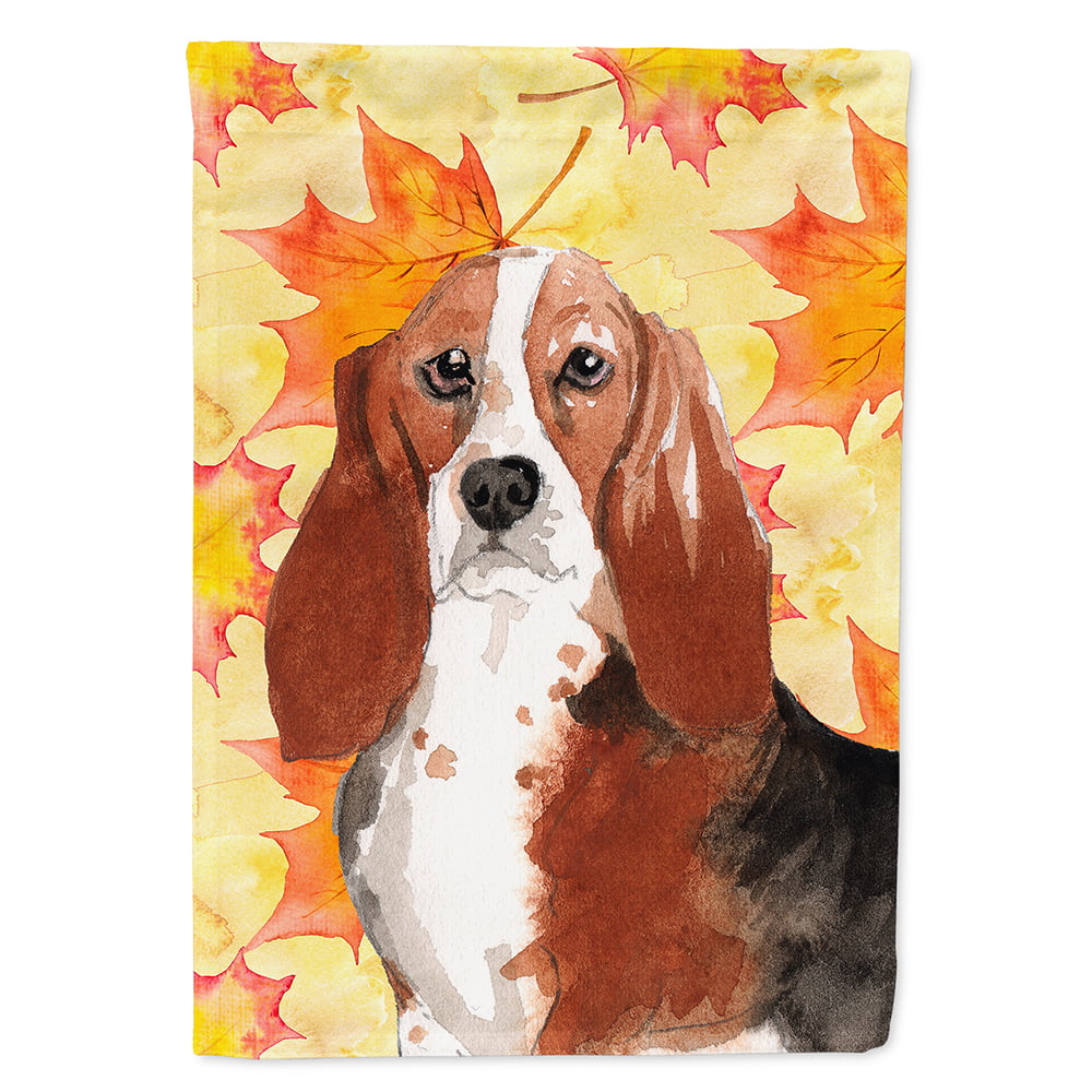 Fall Leaves Basset Hound Garden Size Flag