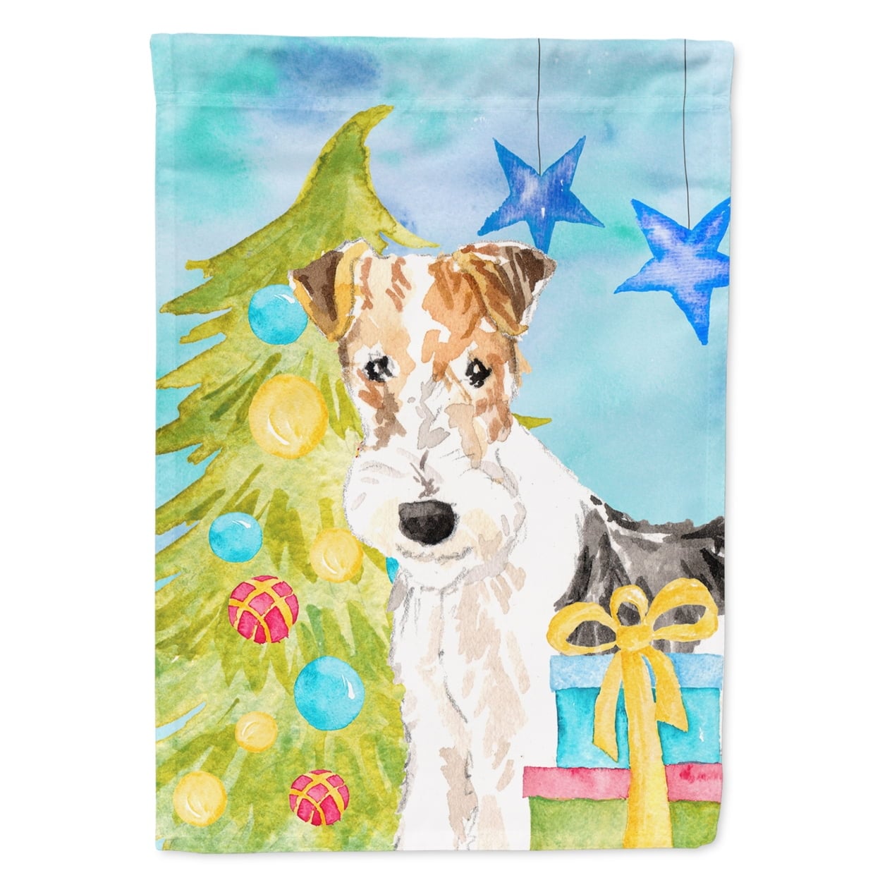 CK1855GF Christmas Tree Fox Terrier Garden Size Flag