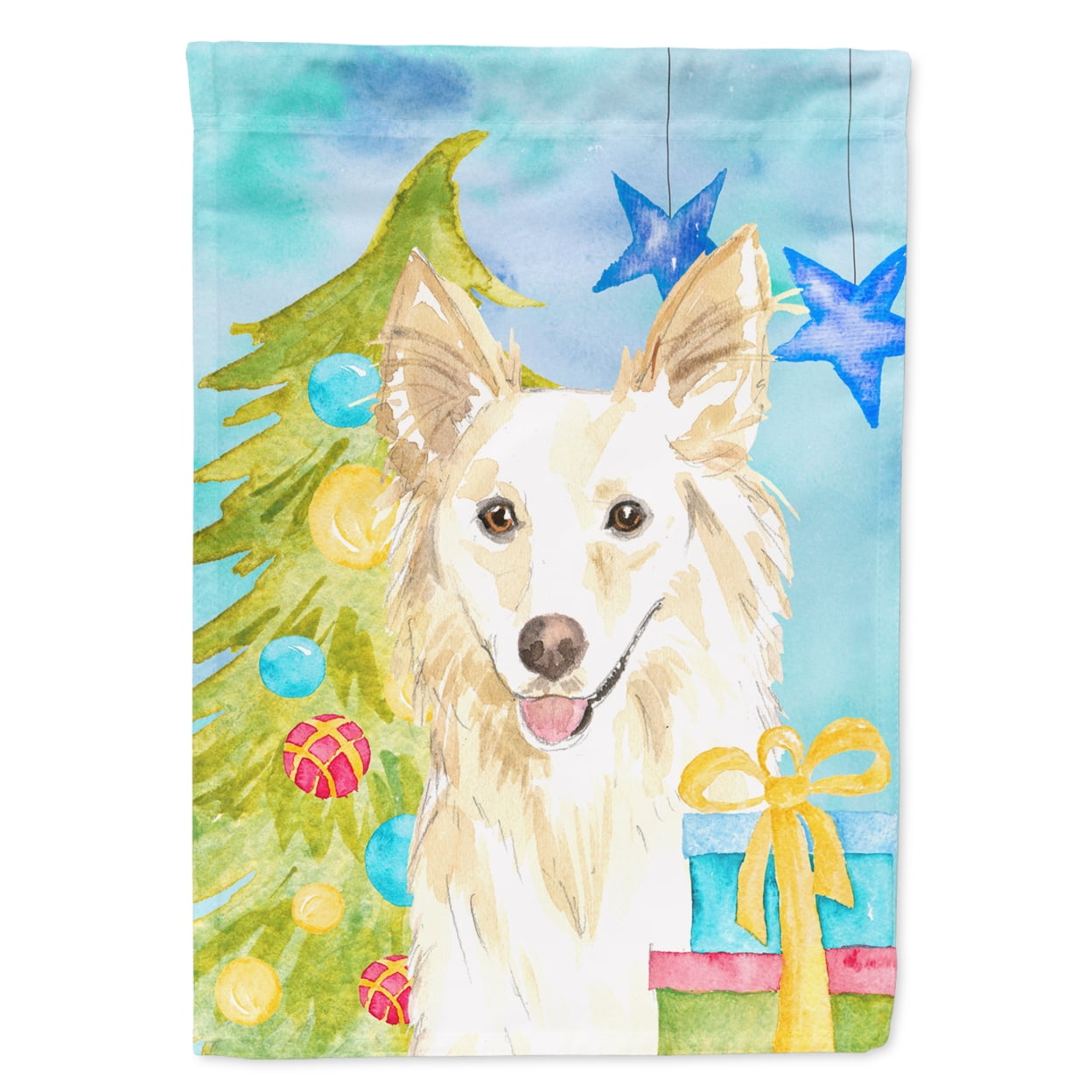 Christmas Tree White Collie Garden Size Flag