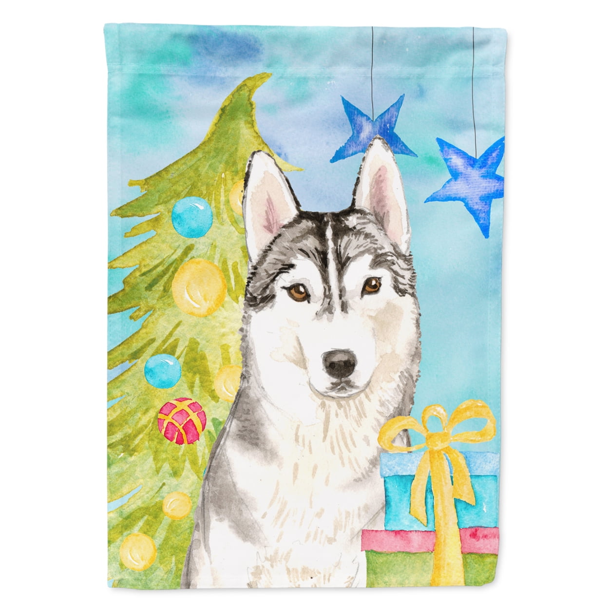 Christmas Tree Siberian Husky Garden Size Flag