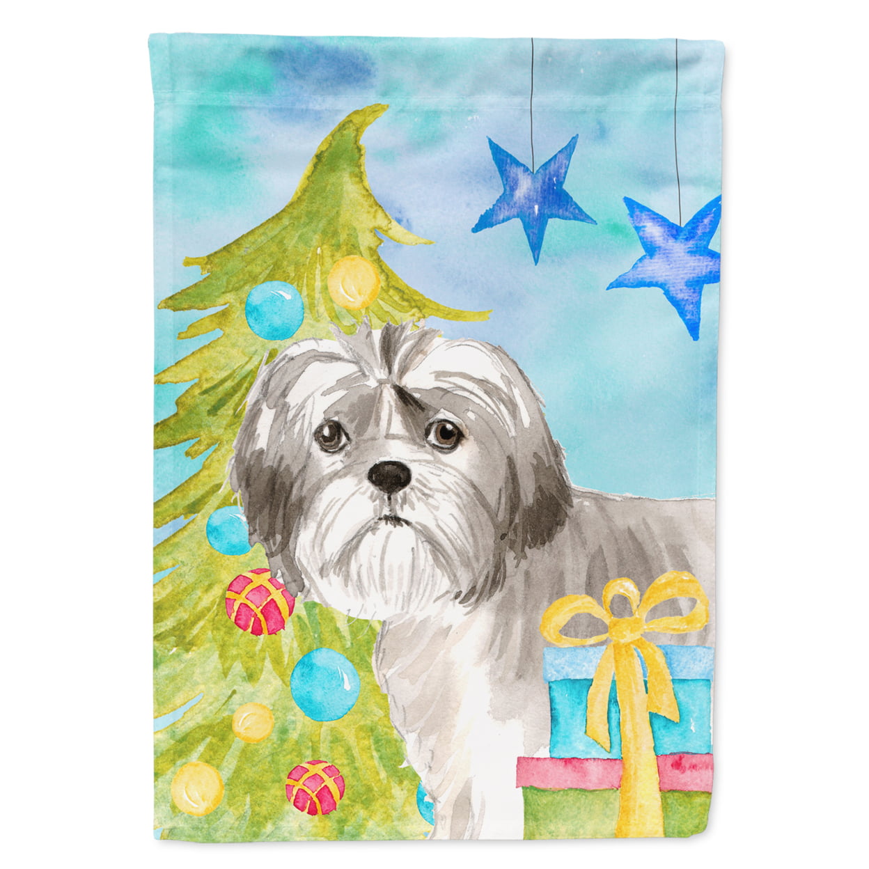 Christmas Tree Shih Tzu Puppy Garden Size Flag