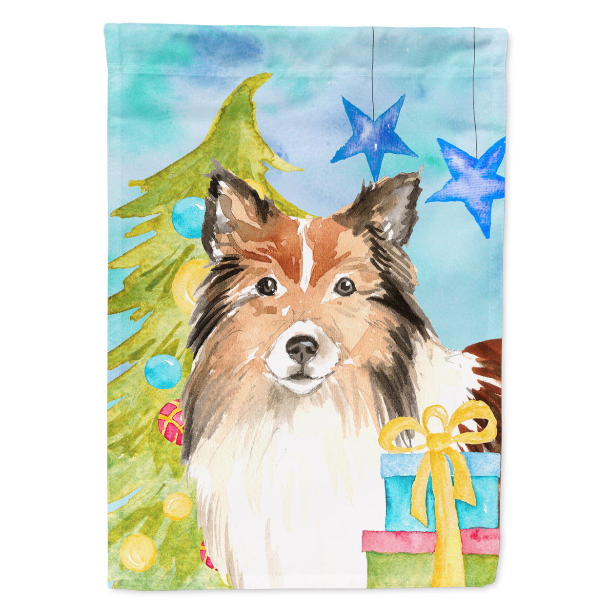 Christmas Tree Sheltie Garden Size Flag