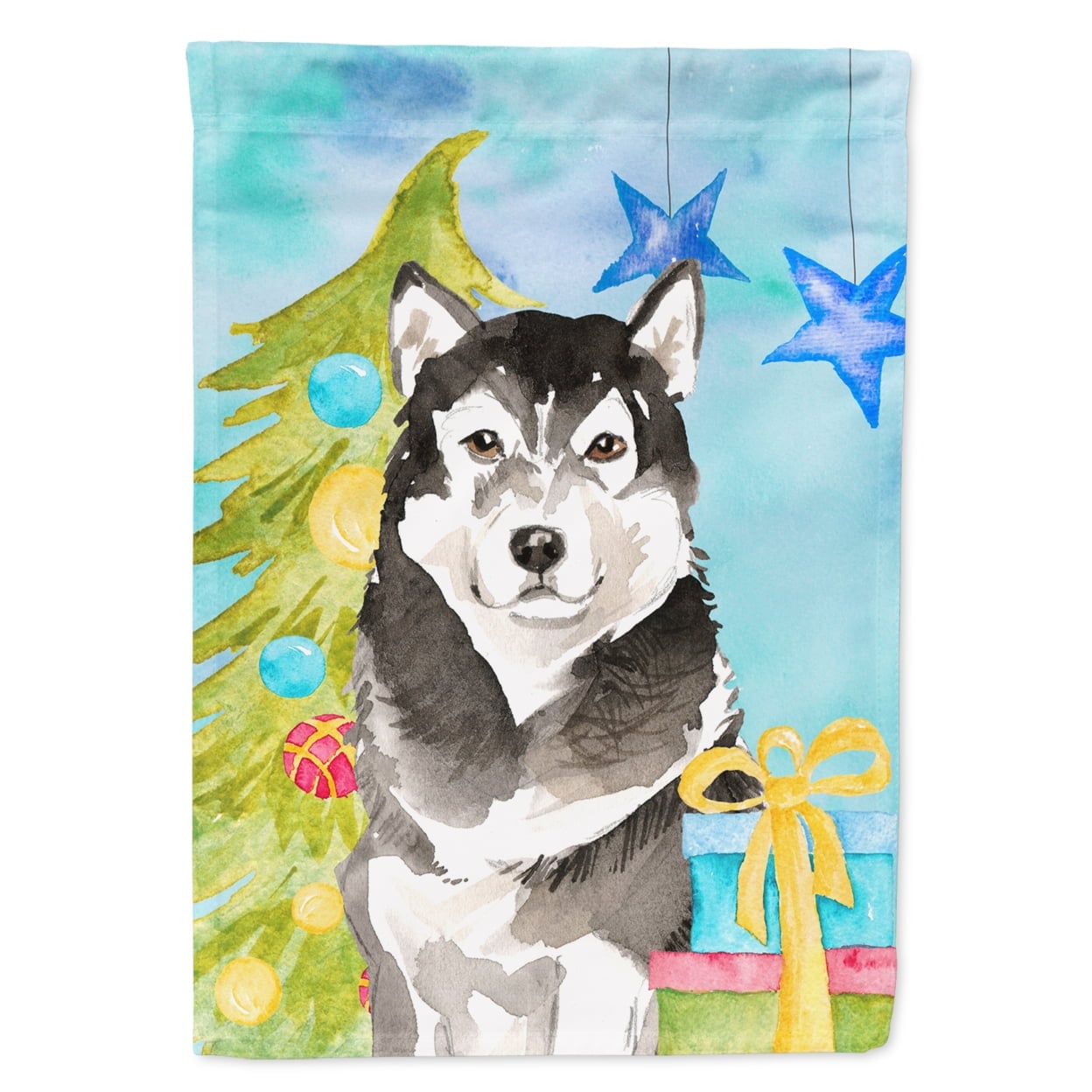 Christmas Tree Alaskan Malamute Garden Size Flag