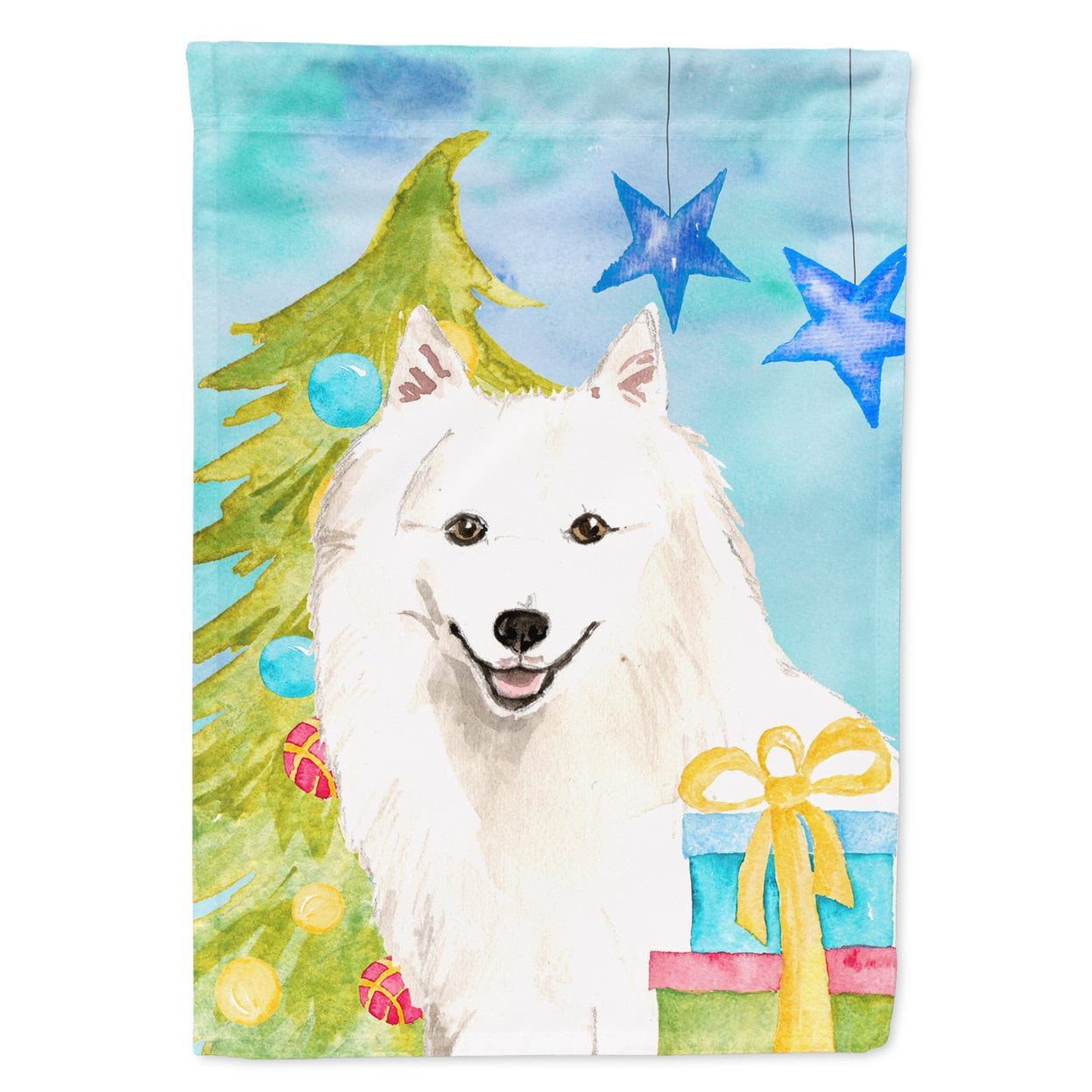 Christmas Tree Japanese Spitz Garden Size Flag