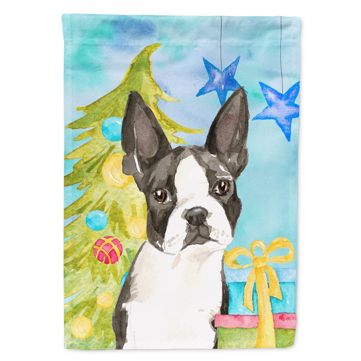 Christmas Tree Boston Terrier Garden Size Flag