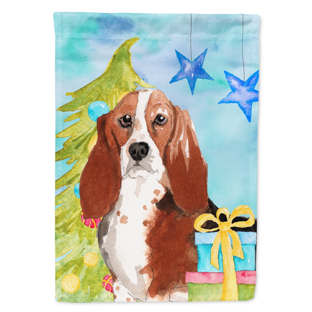 Christmas Tree Basset Hound Garden Size Flag