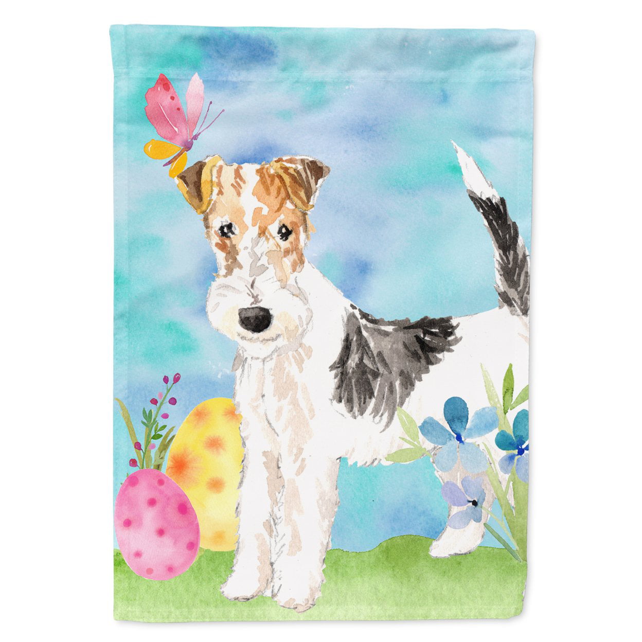 CK1892GF Easter Eggs Fox Terrier Garden Size Flag