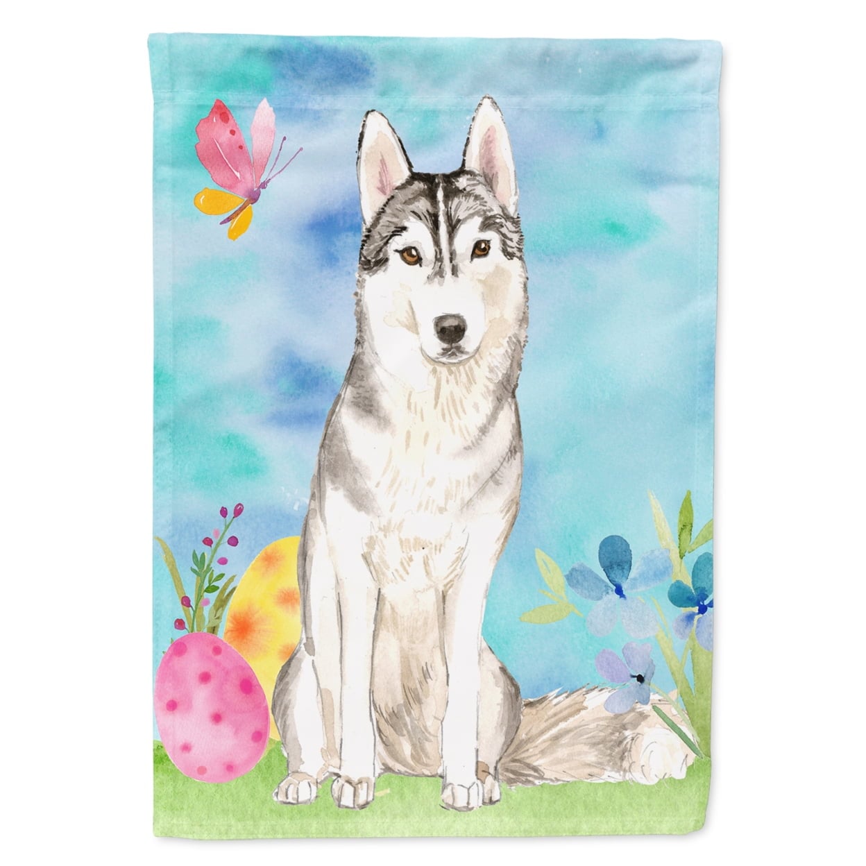 Easter Eggs Siberian Husky Garden Size Flag