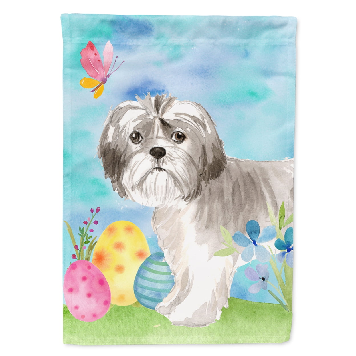 Easter Eggs Shih Tzu Puppy Garden Size Flag
