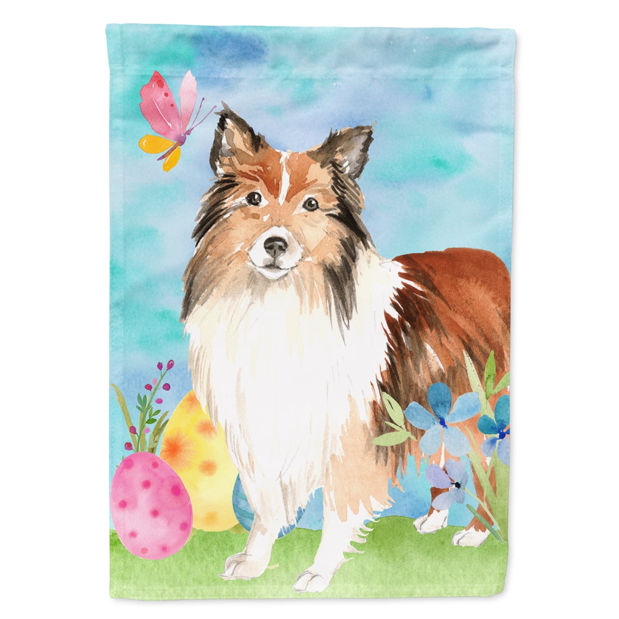 CK1901GF Easter Eggs Sheltie Garden Size Flag