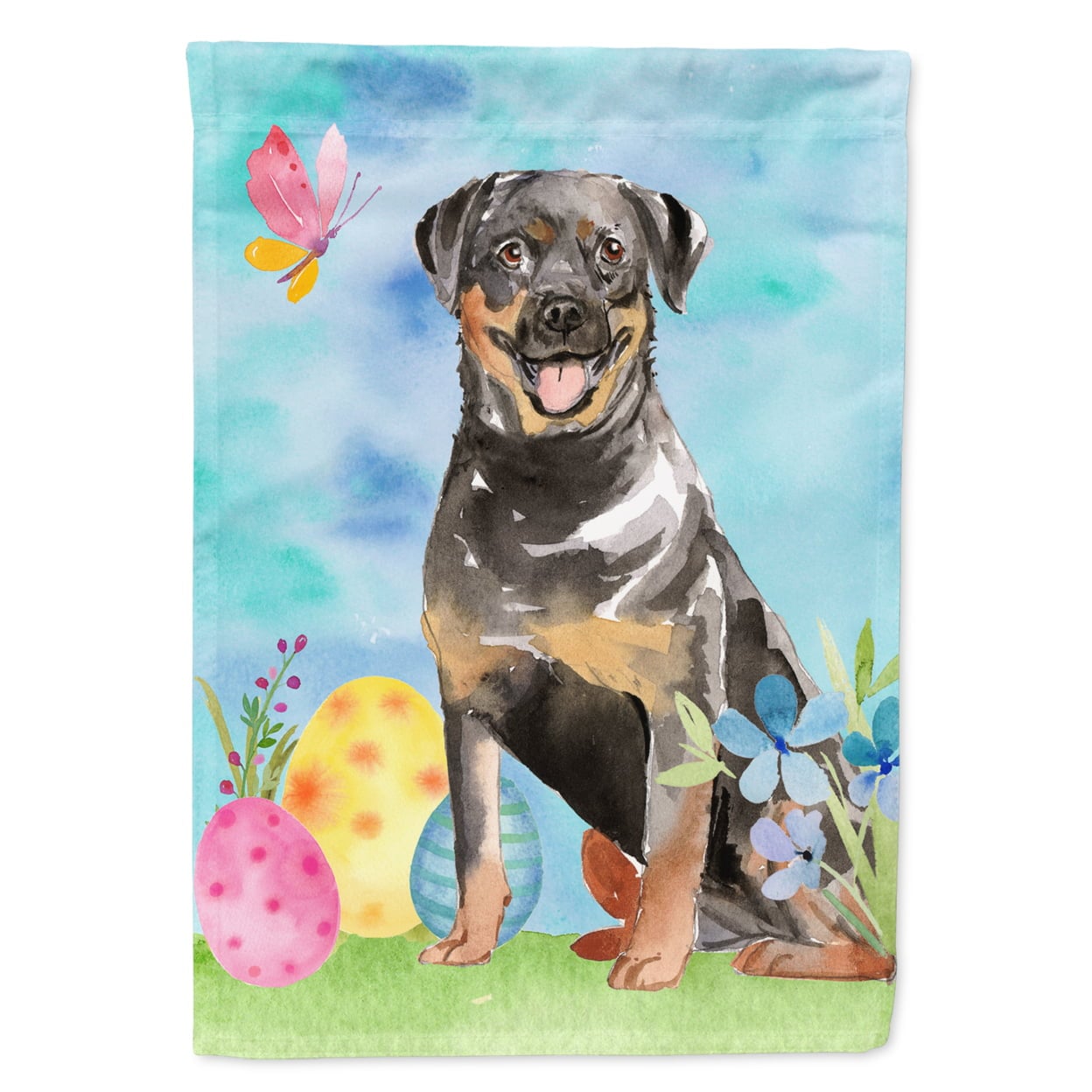 CK1905GF Easter Eggs Rottweiler Garden Size Flag